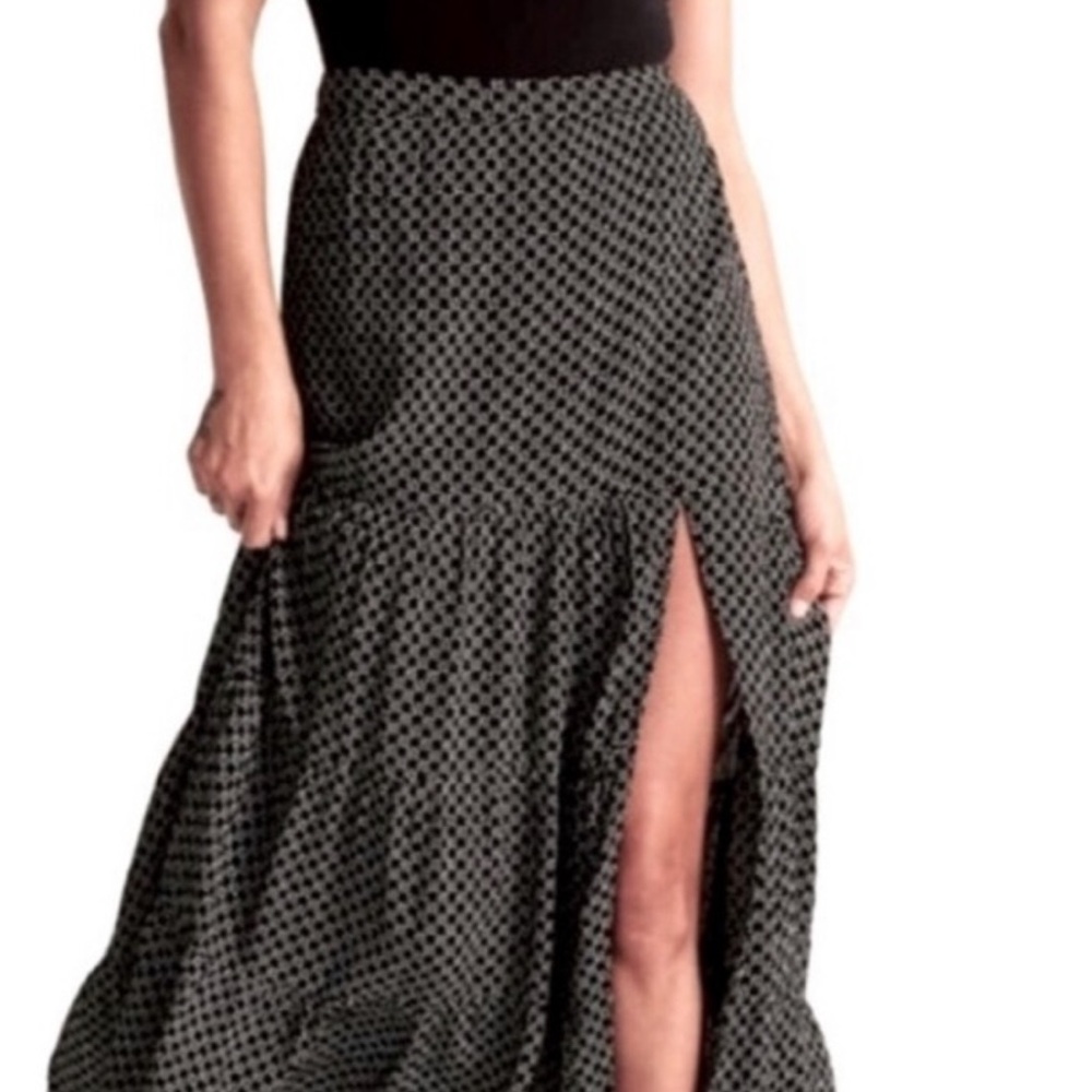 Abercrombie & Fitch Black Patterned Maxi Skirt